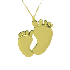 Bebek Ayağı Kolye - 18 ayar altın kolye (40 cm gümüş rolo zincir) #la1nnz