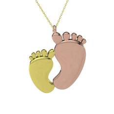 Bebek Ayağı Kolye - 14 ayar altın kolye (40 cm altın rolo zincir) #lb0s10
