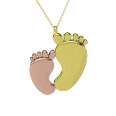 Bebek Ayağı Kolye - 18 ayar rose altın kolye (40 cm gümüş rolo zincir) #ss7wy