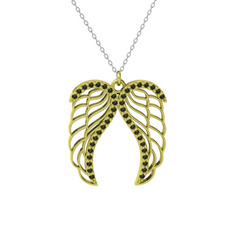 Raziel Melek Kanadı Kolye - Peridot 14 ayar altın kolye (40 cm beyaz altın rolo zincir) #11rpktc