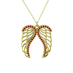 Raziel Melek Kanadı Kolye - Garnet 8 ayar altın kolye (40 cm gümüş rolo zincir) #1ei9bzy