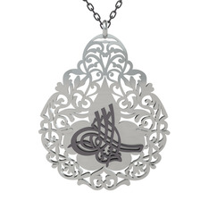 Tuğra Kolye - 925 ayar siyah rodyum kaplama gümüş kolye (50 cm gümüş rolo zincir) #1yxmx9l