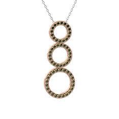 Hiru Daire Kolye - Peridot 18 ayar rose altın kolye (40 cm beyaz altın rolo zincir) #12vmscq