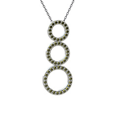 Hiru Daire Kolye - Peridot 14 ayar beyaz altın kolye (40 cm gümüş rolo zincir) #19ptzgw
