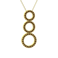 Hiru Daire Kolye - Dumanlı kuvars 14 ayar altın kolye (40 cm altın rolo zincir) #1ci8yr5