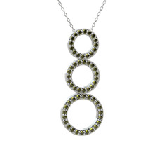 Hiru Daire Kolye - Peridot 14 ayar beyaz altın kolye (40 cm gümüş rolo zincir) #1do5g2r