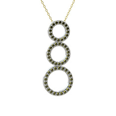 Hiru Daire Kolye - Peridot 8 ayar beyaz altın kolye (40 cm gümüş rolo zincir) #1du4wcl