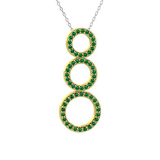 Hiru Daire Kolye - Yeşil kuvars 14 ayar altın kolye (40 cm gümüş rolo zincir) #1nwbx17