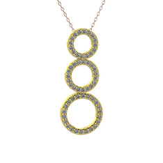 Hiru Daire Kolye - Pırlanta 18 ayar altın kolye (0.5016 karat, 40 cm rose altın rolo zincir) #1og5soo