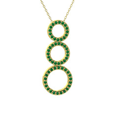 Hiru Daire Kolye - Yeşil kuvars 8 ayar altın kolye (40 cm altın rolo zincir) #1qu2n38