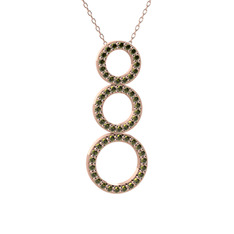 Hiru Daire Kolye - Peridot 925 ayar rose altın kaplama gümüş kolye (40 cm rose altın rolo zincir) #1r7o91q