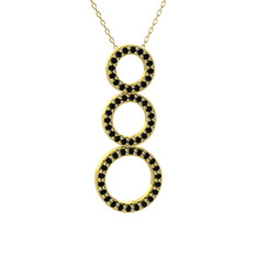 Hiru Daire Kolye - Siyah zirkon 18 ayar altın kolye (40 cm altın rolo zincir) #1wy2xvs