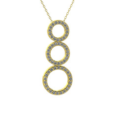 Hiru Daire Kolye - Pırlanta 8 ayar altın kolye (0.5016 karat, 40 cm altın rolo zincir) #3426mx