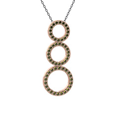 Hiru Daire Kolye - Peridot 925 ayar rose altın kaplama gümüş kolye (40 cm gümüş rolo zincir) #781nq9