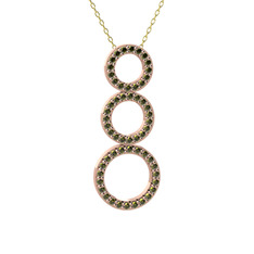 Hiru Daire Kolye - Peridot 8 ayar rose altın kolye (40 cm gümüş rolo zincir) #b5rr1m