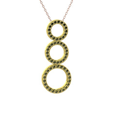 Hiru Daire Kolye - Peridot 8 ayar altın kolye (40 cm rose altın rolo zincir) #b6dcni