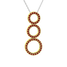 Hiru Daire Kolye - Garnet 18 ayar altın kolye (40 cm beyaz altın rolo zincir) #e5mplb
