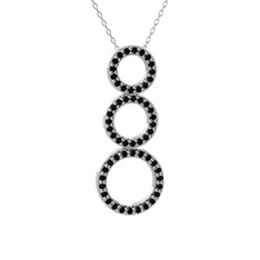 Hiru Daire Kolye - Siyah zirkon 8 ayar beyaz altın kolye (40 cm gümüş rolo zincir) #f7ekrv