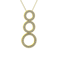 Hiru Daire Kolye - Beyaz zirkon 14 ayar altın kolye (40 cm altın rolo zincir) #gh9uq3