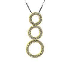 Hiru Daire Kolye - Pırlanta 18 ayar altın kolye (0.5016 karat, 40 cm gümüş rolo zincir) #h02qhh