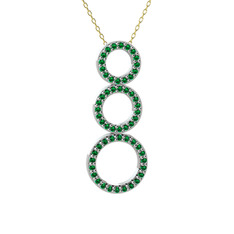 Hiru Daire Kolye - Yeşil kuvars 8 ayar beyaz altın kolye (40 cm gümüş rolo zincir) #lbr9wy