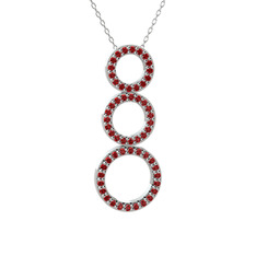 Garnet 14 ayar beyaz altın kolye (40 cm beyaz altın rolo zincir)