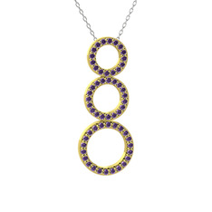 Hiru Daire Kolye - Ametist 14 ayar altın kolye (40 cm beyaz altın rolo zincir) #qbfa9n