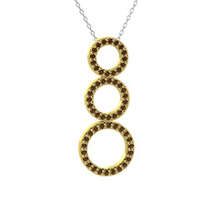 Hiru Daire Kolye - Dumanlı kuvars 18 ayar altın kolye (40 cm beyaz altın rolo zincir) #sb8bp7