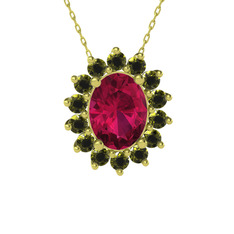 Eda Kolye - Rodolit garnet ve peridot 8 ayar altın kolye (40 cm altın rolo zincir) #1ugx6jq