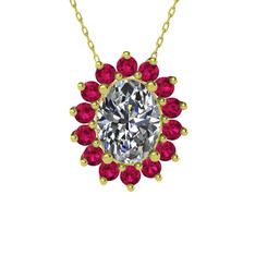 Eda Kolye - Swarovski ve rodolit garnet 8 ayar altın kolye (40 cm altın rolo zincir) #edli37