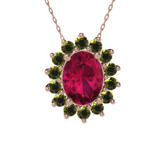 Eda Kolye - Rodolit garnet ve peridot 18 ayar rose altın kolye (40 cm rose altın rolo zincir) #hygi6s