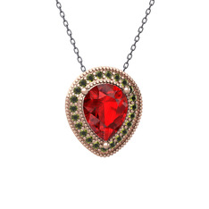 Esinti Kolye - Garnet ve peridot 925 ayar rose altın kaplama gümüş kolye (40 cm gümüş rolo zincir) #1tum8fo