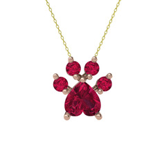 Pati Kolye - Rodolit garnet 8 ayar rose altın kolye (40 cm altın rolo zincir) #1e84sqm