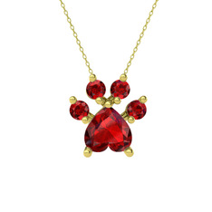 Garnet 14 ayar altın kolye (40 cm altın rolo zincir)