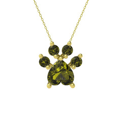 Pati Kolye - Peridot 8 ayar altın kolye (40 cm altın rolo zincir) #1pohxus