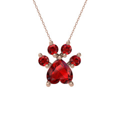 Garnet 18 ayar rose altın kolye (40 cm rose altın rolo zincir)