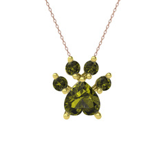 Pati Kolye - Peridot 8 ayar altın kolye (40 cm rose altın rolo zincir) #fb85g1