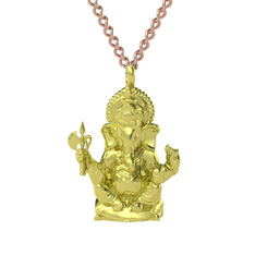 Ganeşa (Ganesha) Kolye - 925 ayar altın kaplama gümüş kolye (60 cm rose altın rolo zincir) #16211zi