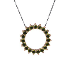 Gün Işığı Kolye - Peridot 14 ayar rose altın kolye (40 cm gümüş rolo zincir) #180bt5q