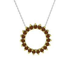 Gün Işığı Kolye - Dumanlı kuvars 18 ayar altın kolye (40 cm gümüş rolo zincir) #1bozcx8
