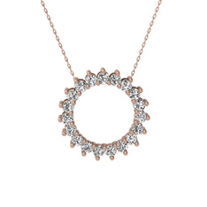 Gün Işığı Kolye - Swarovski 925 ayar rose altın kaplama gümüş kolye (40 cm rose altın rolo zincir) #1g2m3y4