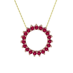 Gün Işığı Kolye - Rodolit garnet 8 ayar rose altın kolye (40 cm gümüş rolo zincir) #la4maz