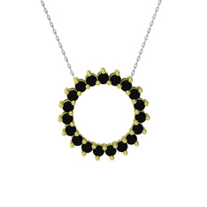 Gün Işığı Kolye - Siyah zirkon 14 ayar altın kolye (40 cm gümüş rolo zincir) #uohggw