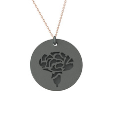 Karanfil Kolye - 925 ayar siyah rodyum kaplama gümüş kolye (40 cm rose altın rolo zincir) #y7vznw