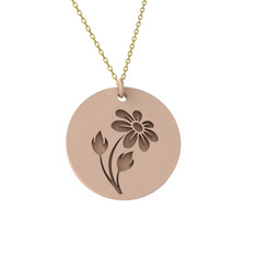 Doğum Çiçeği Papatya Kolye - 8 ayar rose altın kolye (40 cm altın rolo zincir) #18ztwws