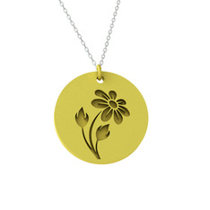 Doğum Çiçeği Papatya Kolye - 18 ayar altın kolye (40 cm gümüş rolo zincir) #onul8c