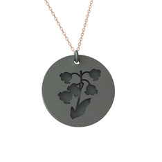 Doğum Çiçeği Zambak Kolye - 925 ayar siyah rodyum kaplama gümüş kolye (40 cm rose altın rolo zincir) #1nfa3o6