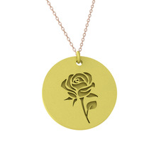 Doğum Çiçeği Gül Kolye - 18 ayar altın kolye (40 cm rose altın rolo zincir) #1169s16