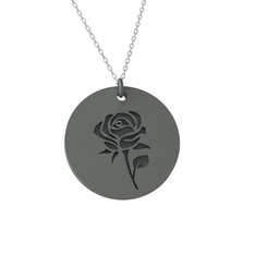 Doğum Çiçeği Gül Kolye - 925 ayar siyah rodyum kaplama gümüş kolye (40 cm beyaz altın rolo zincir) #1qtlpqk