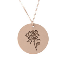 Doğum Çiçeği Gül Kolye - 8 ayar rose altın kolye (40 cm rose altın rolo zincir) #gp8md7